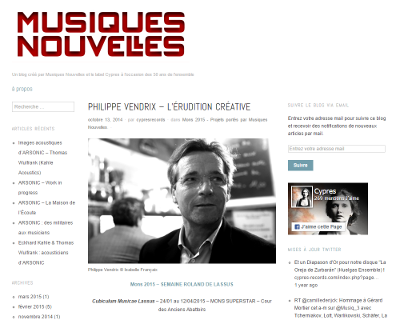 Aperçu article web Musique Nouvelles sur Philippe Vendrix